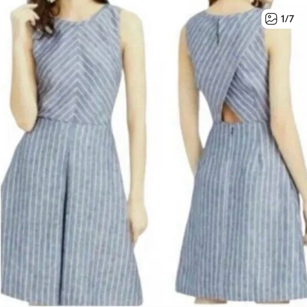 J. Crew Blue and White Striped Dress